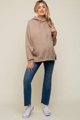 Taupe Drawstring Maternity Hoodie