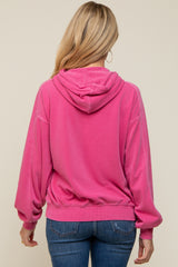 Fuchsia Faded Wash Maternity Drawstring Hoodie