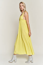 Lemon Square Neck Maxi Summer Dress