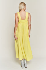 Lemon Square Neck Maxi Summer Dress