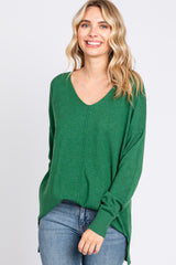 Green Long Sleeve Side Slit Sweater