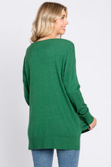 Green Long Sleeve Side Slit Sweater