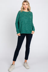 Green Heather Brushed Knit Top