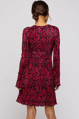 Burgundy Printed Plisse Maternity Dress