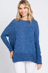 Navy Heather Brushed Knit Maternity Top