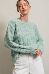 Mint Green Cable Knit Sweater