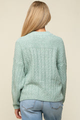 Mint Green Cable Knit Maternity Sweater