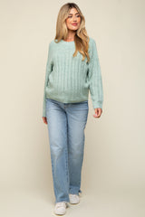 Mint Green Cable Knit Maternity Sweater