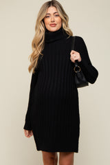 Black Turtleneck Maternity Sweater Dress