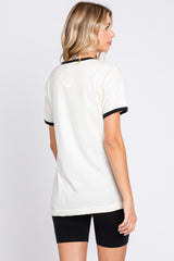 Black Cream Short Sleeve Ringer Tee