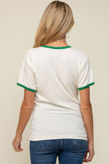 Green Cream Short Sleeve Maternity Ringer Tee