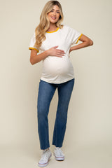 Mustard Cream Short Sleeve Maternity Ringer Tee