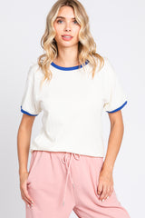 Royal Blue Cream Short Sleeve Ringer Tee