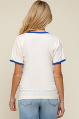 Royal Blue Cream Short Sleeve Maternity Ringer Tee