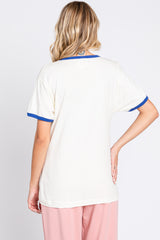 Royal Blue Cream Short Sleeve Ringer Tee