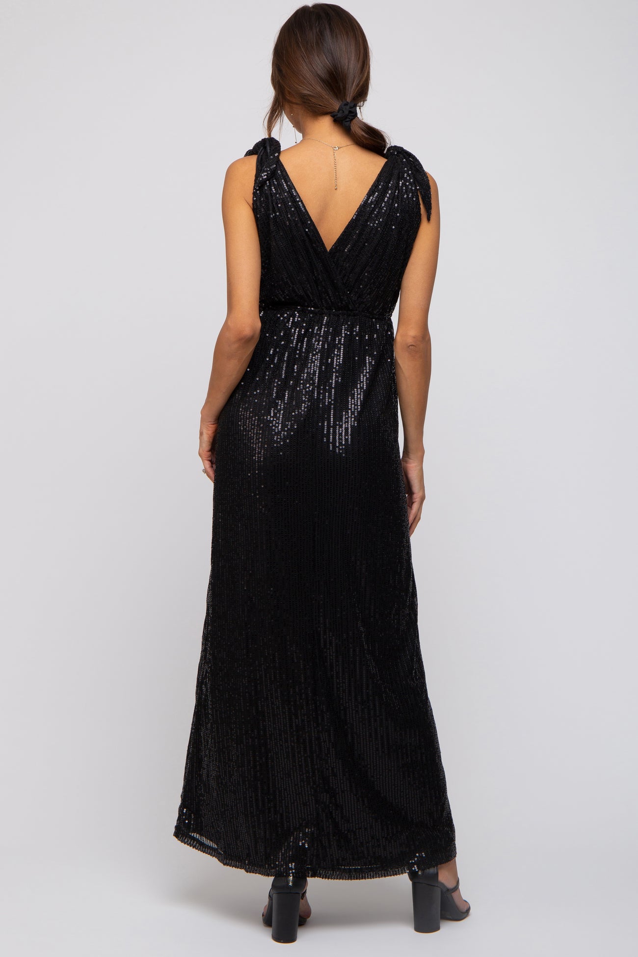 Sleeveless Sequin Beaded Black Dress - Pinktini