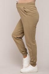 Light Olive Basic Drawstring Maternity Sweatpants