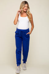 Royal Blue Basic Drawstring Maternity Sweatpants