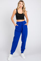 Royal Blue Basic Drawstring Maternity Sweatpants