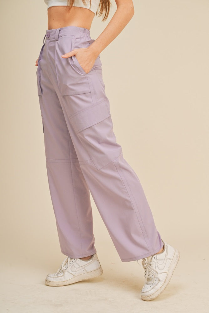 Lavender High Waist Cargo Pants– PinkBlush
