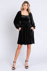 Black Velour Square Neck Dress