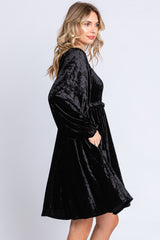 Black Velour Square Neck Dress