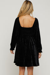 Black Velour Square Neck Maternity Dress