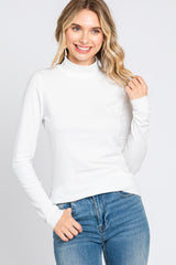 Ivory Ribbed Long Sleeve Turtle Neck Top