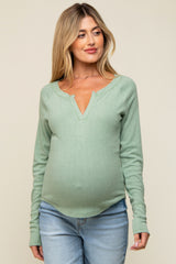 Mint Long Sleeve V-Neck Maternity Top