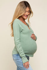 Mint Long Sleeve V-Neck Maternity Top