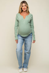 Mint Long Sleeve V-Neck Maternity Top