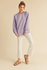 Lavender Embroidered Fleece Maternity Sweatshirt