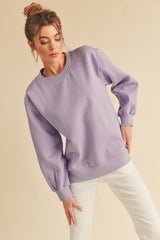 Lavender Embroidered Fleece Sweatshirt