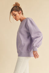 Lavender Embroidered Fleece Sweatshirt