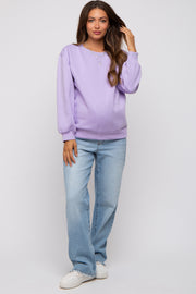 Lavender Embroidered Fleece Maternity Sweatshirt