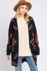 Navy Blue Print Cardigan