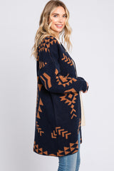 Navy Blue Print Cardigan