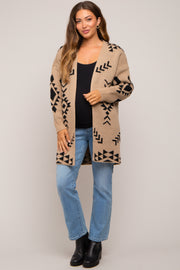 Beige Print Maternity Cardigan