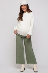 Olive Cropped Wide Leg Maternity Pants