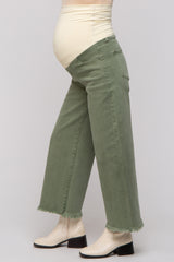 Olive Cropped Wide Leg Maternity Pants