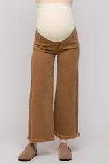 Mocha Cropped Wide Leg Maternity Pants