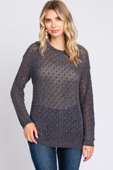 Charcoal Chenille Open Knit Maternity Sweater