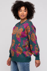 Emerald Green Floral Print Sweater