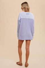 Lavender Colorblock Waffle Knit Henley Top