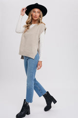 Oatmeal Oversized Knit Vest