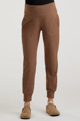 Brown Soft Knit Maternity Joggers