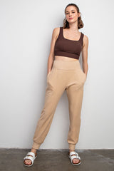 Camel Soft Knit Maternity Joggers