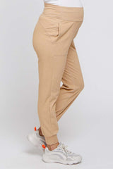 Camel Soft Knit Maternity Joggers