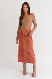 Rust Cord Maxi Skirt