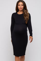 Black Long Sleeve Maternity Nursing Dress